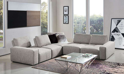 Diamond Sofa Jazz Modular 5-Seater Corner Sectional with Adjustable Backrests in Light Brown Fabric - JAZZ4AC1SC2ARLB veiw 7