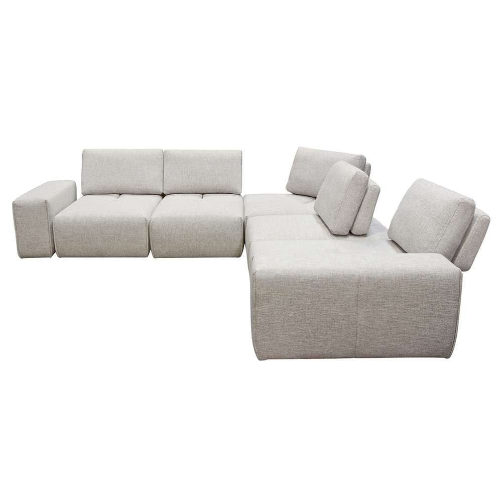 Diamond Sofa Jazz Modular 5-Seater Corner Sectional with Adjustable Backrests in Light Brown Fabric - JAZZ4AC1SC2ARLB veiw 8