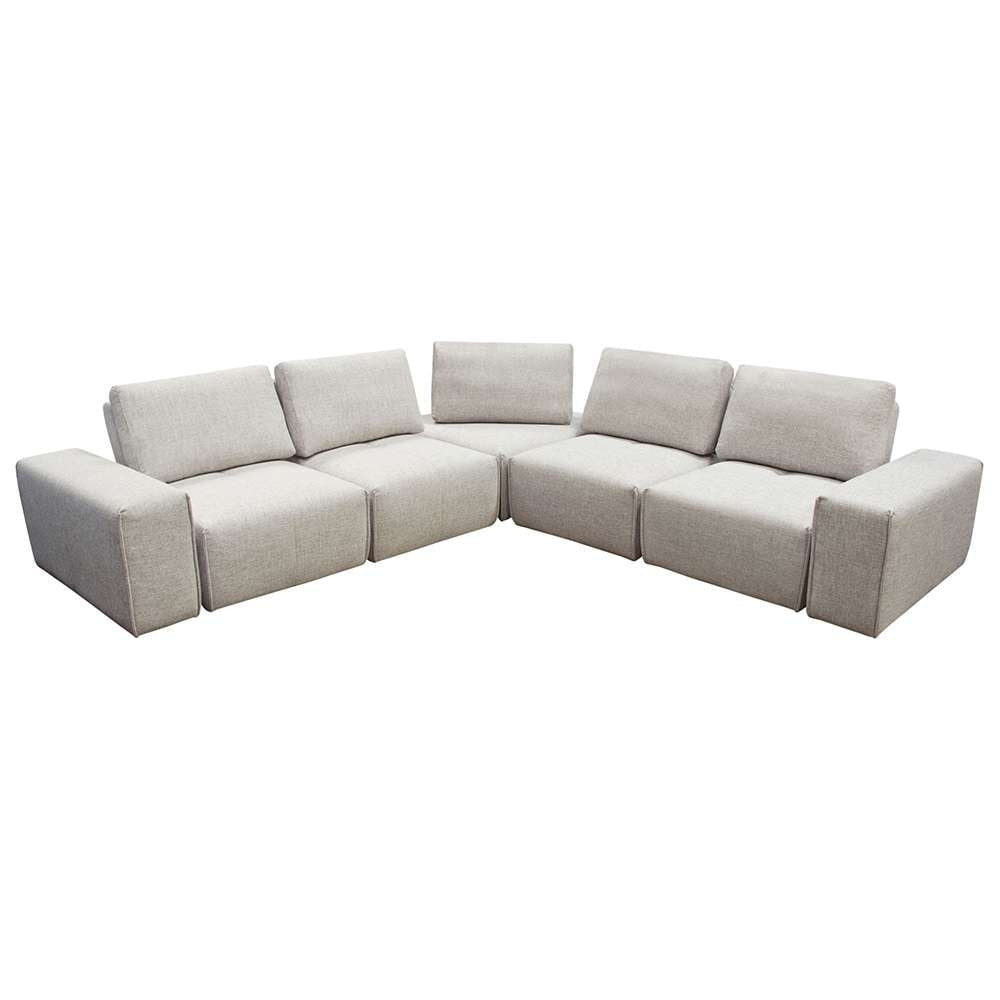 Diamond Sofa Jazz Modular 5-Seater Corner Sectional with Adjustable Backrests in Light Brown Fabric - JAZZ4AC1SC2ARLB veiw 10