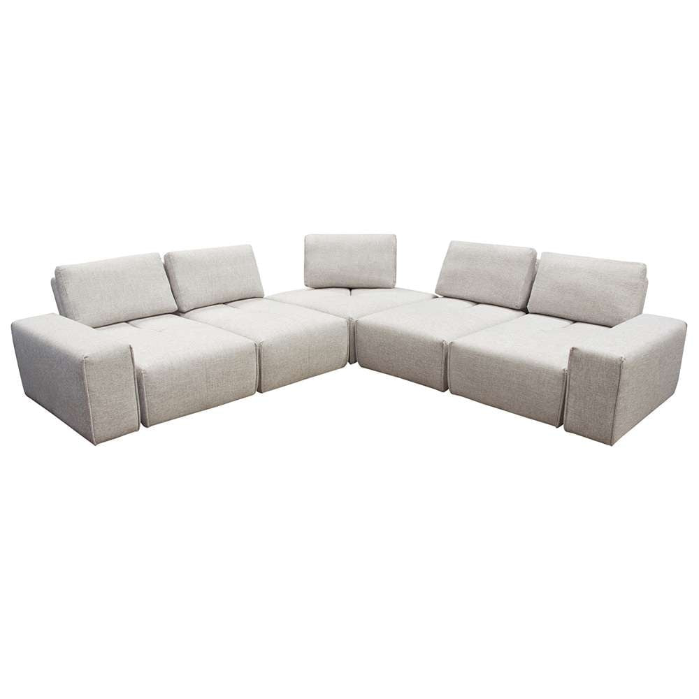 Diamond Sofa Jazz Modular 5-Seater Corner Sectional with Adjustable Backrests in Light Brown Fabric - JAZZ4AC1SC2ARLB veiw 11