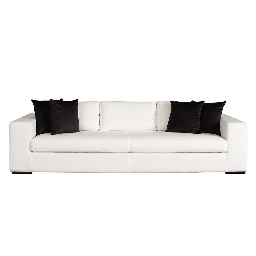 Diamond Sofa - Muse Sofa in Mist White Performance Fabric w/ (4) Black Accent Pillows - MUSESOWH veiw 1