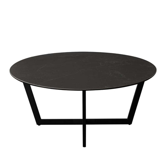 Diamond Sofa - Onyx Round Cocktail Table w/ Black Ceramic Glass Top & Black Metal Leg - ONYXCTBL veiw 1
