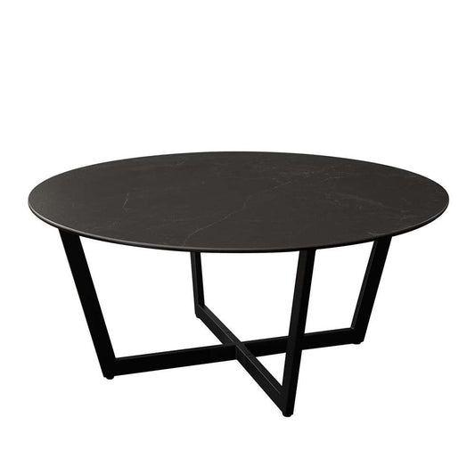Diamond Sofa - Onyx Round Cocktail Table w/ Black Ceramic Glass Top & Black Metal Leg - ONYXCTBL veiw 2