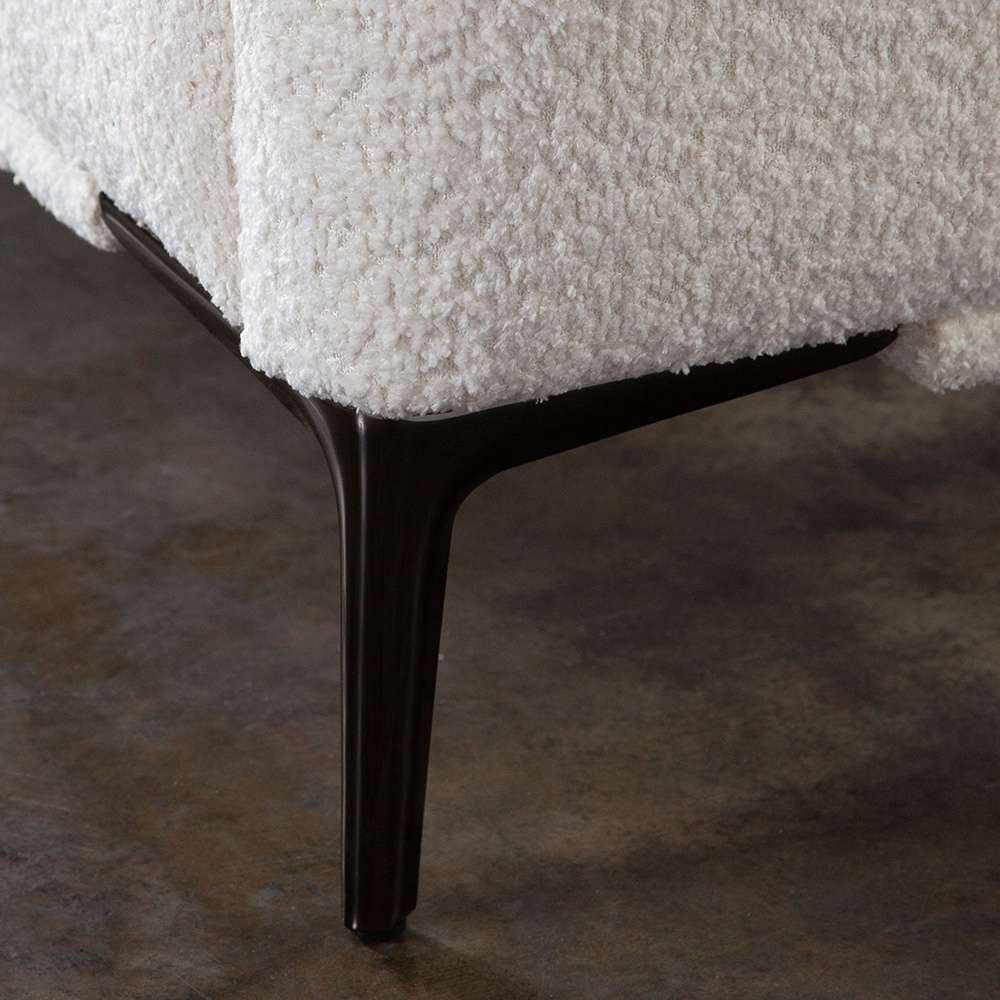 Diamond Sofa - Path Low Profile Queen Bed in Oslo Ivory Fabric w/ Contoured Headboard and Black Metal Leg - PATHWHQUBED veiw 6