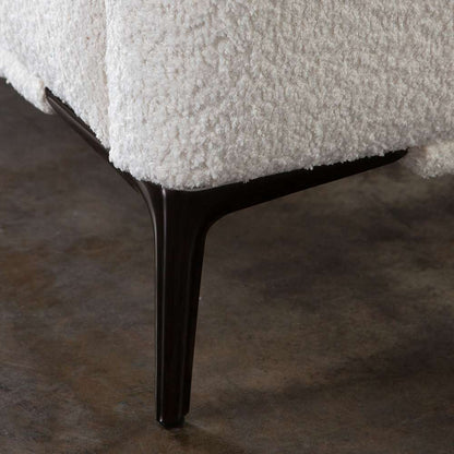 Diamond Sofa - Path Low Profile Queen Bed in Oslo Ivory Fabric w/ Contoured Headboard and Black Metal Leg - PATHWHQUBED veiw 6