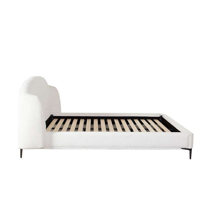 Diamond Sofa - Path Low Profile Queen Bed in Oslo Ivory Fabric w/ Contoured Headboard and Black Metal Leg - PATHWHQUBED veiw 8