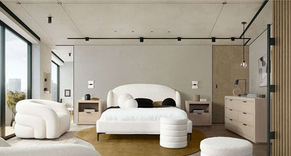 Diamond Sofa - Path Low Profile Queen Bed in Oslo Ivory Fabric w/ Contoured Headboard and Black Metal Leg - PATHWHQUBED veiw 10