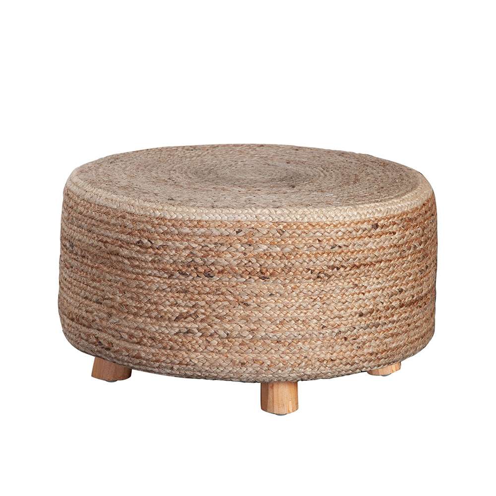 Diamond Sofa - Round Accent Stool in Natural Jute Fiber w/ Wood Legs - STOOLJU veiw 1