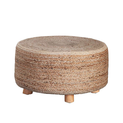 Diamond Sofa - Round Accent Stool in Natural Jute Fiber w/ Wood Legs - STOOLJU veiw 1