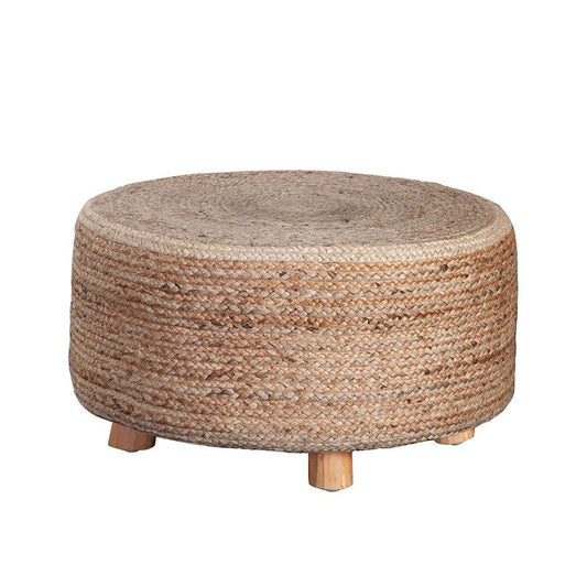 Diamond Sofa - Round Accent Stool in Natural Jute Fiber w/ Wood Legs - STOOLJU veiw 1