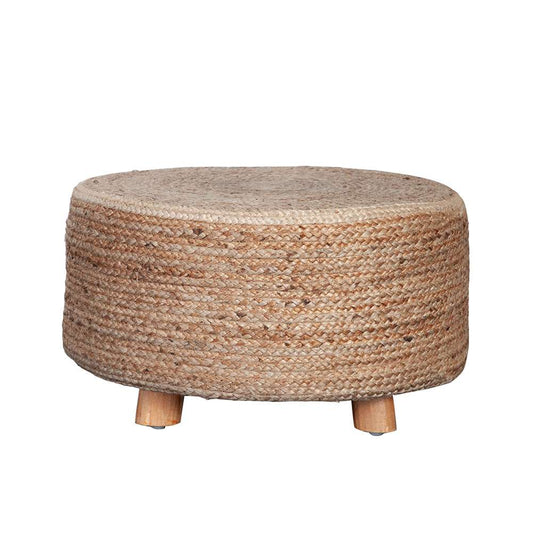 Diamond Sofa - Round Accent Stool in Natural Jute Fiber w/ Wood Legs - STOOLJU veiw 2