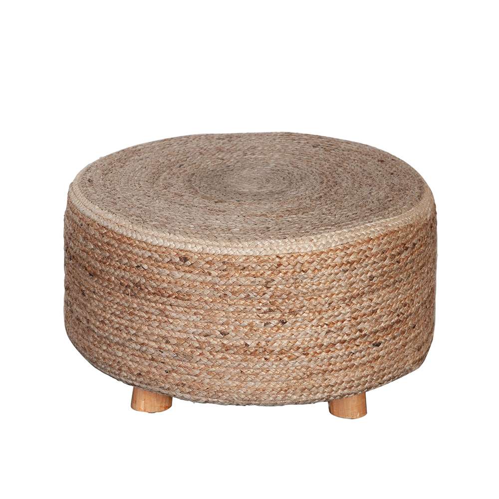 Diamond Sofa - Round Accent Stool in Natural Jute Fiber w/ Wood Legs - STOOLJU veiw 3