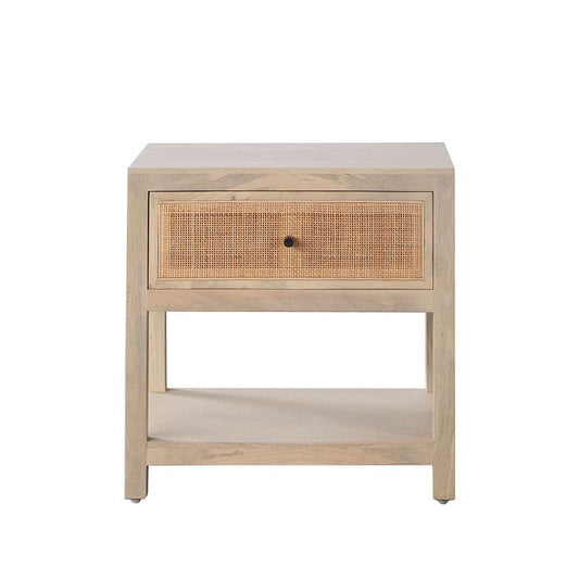 Diamond Sofa - Sadler 1-Drawer Solid Mango Wood Accent Table in Natural Finish w/ Cane Door Fronts  - SADLERETNA veiw 1