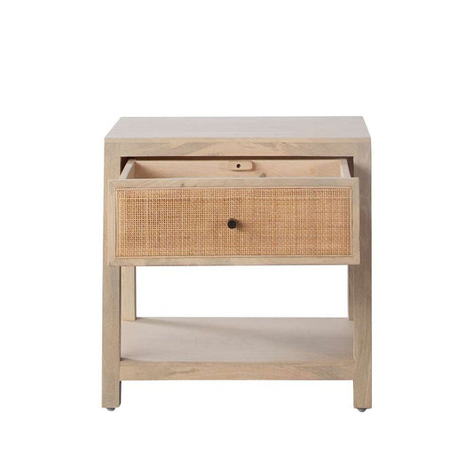 Diamond Sofa - Sadler 1-Drawer Solid Mango Wood Accent Table in Natural Finish w/ Cane Door Fronts  - SADLERETNA veiw 2