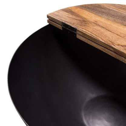Diamond Sofa - Salem Round Drum Storage Cocktail Table w/ Natural Mango Wood Top & Metal Base - SALEMCTNABL_CLOSEOUT veiw 6