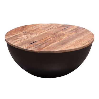 Diamond Sofa - Salem Round Drum Storage Cocktail Table w/ Natural Mango Wood Top & Metal Base - SALEMCTNABL_CLOSEOUT veiw 7