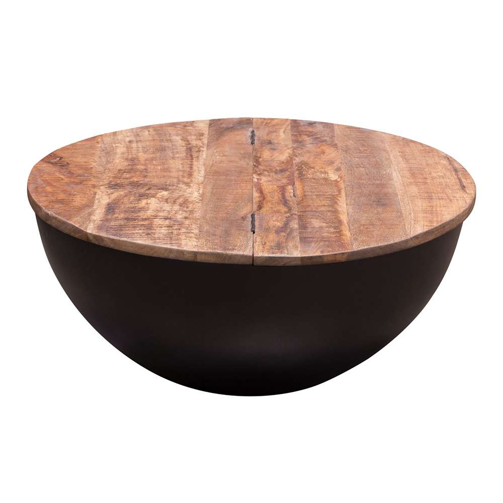 Diamond Sofa - Salem Round Drum Storage Cocktail Table w/ Natural Mango Wood Top & Metal Base - SALEMCTNABL_CLOSEOUT veiw 10
