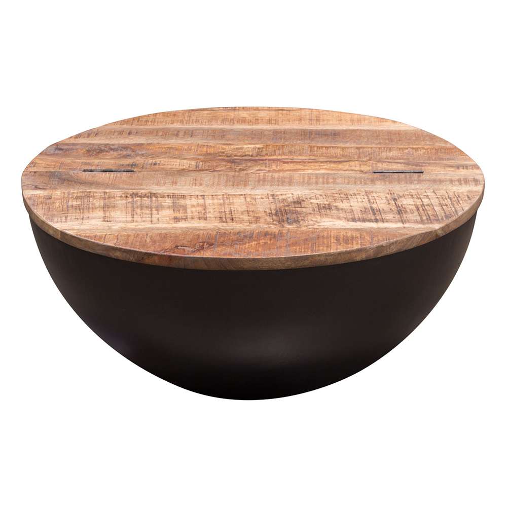Diamond Sofa - Salem Round Drum Storage Cocktail Table w/ Natural Mango Wood Top & Metal Base - SALEMCTNABL_CLOSEOUT veiw 12