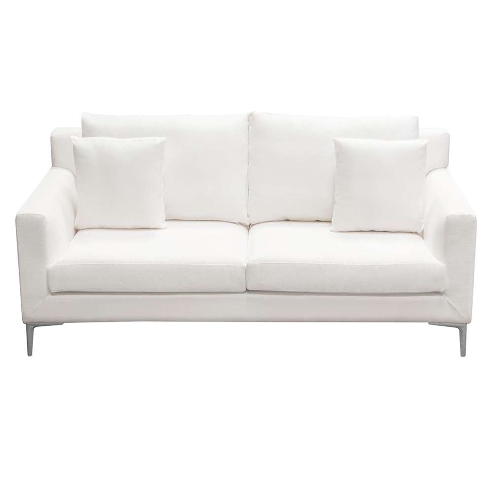Diamond Sofa - Seattle Loose Back Loveseat in White Linen w/ Polished Silver Metal Leg - SEATTLELOWH veiw 1