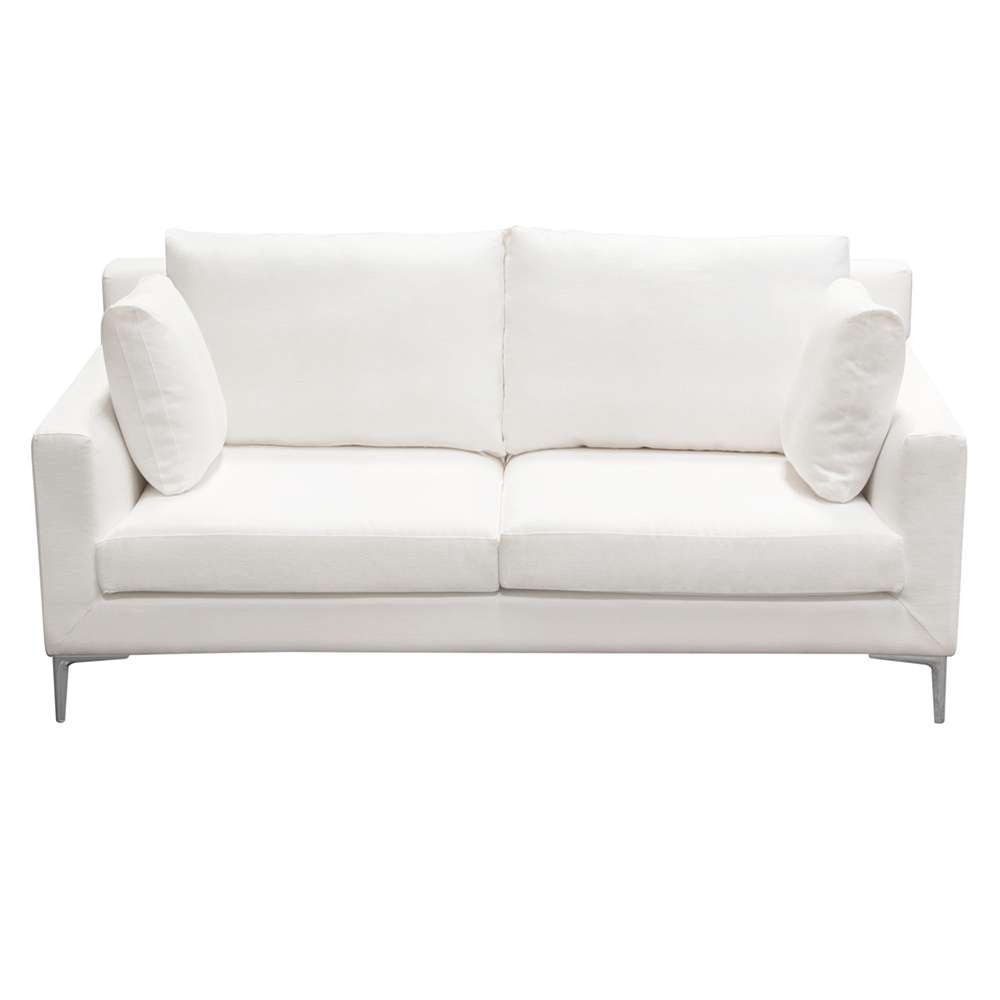 Diamond Sofa - Seattle Loose Back Loveseat in White Linen w/ Polished Silver Metal Leg - SEATTLELOWH veiw 2