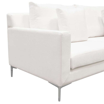 Diamond Sofa - Seattle Loose Back Loveseat in White Linen w/ Polished Silver Metal Leg - SEATTLELOWH veiw 3