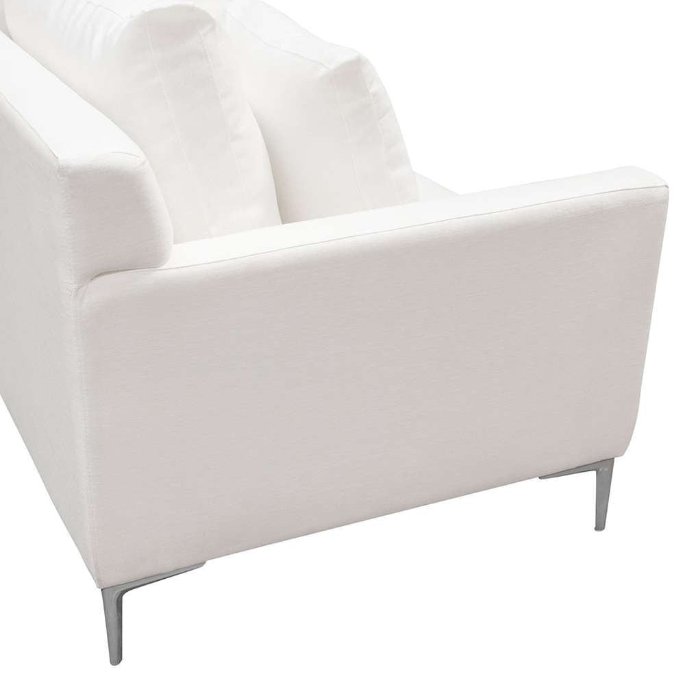 Diamond Sofa - Seattle Loose Back Loveseat in White Linen w/ Polished Silver Metal Leg - SEATTLELOWH veiw 4