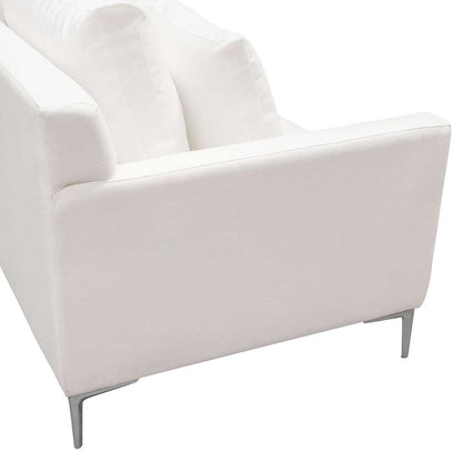 Diamond Sofa - Seattle Loose Back Loveseat in White Linen w/ Polished Silver Metal Leg - SEATTLELOWH veiw 4