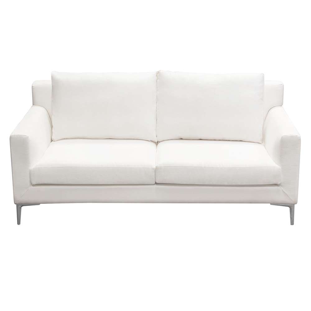 Diamond Sofa - Seattle Loose Back Loveseat in White Linen w/ Polished Silver Metal Leg - SEATTLELOWH veiw 7