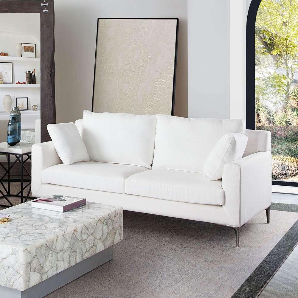 Diamond Sofa - Seattle Loose Back Loveseat in White Linen w/ Polished Silver Metal Leg - SEATTLELOWH veiw 8