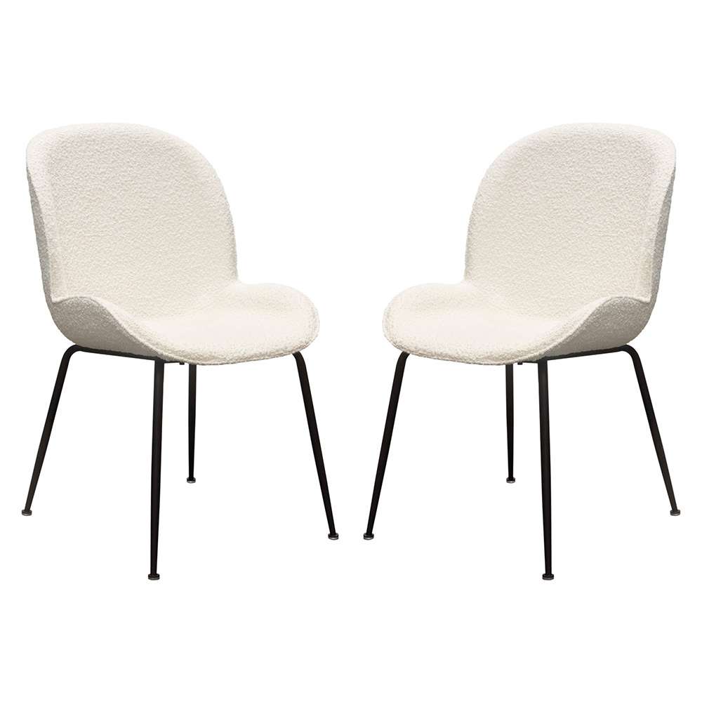 Diamond Sofa - Session 2-Pack Dining Chair in Ivory Boucle w/ Black Powder Coat Metal Leg - SESSIONDCIV2PK veiw 1