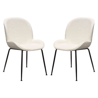 Diamond Sofa - Session 2-Pack Dining Chair in Ivory Boucle w/ Black Powder Coat Metal Leg - SESSIONDCIV2PK veiw 1