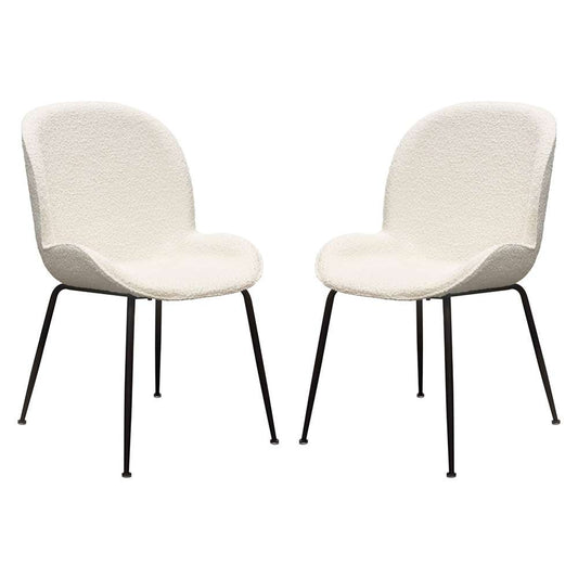 Diamond Sofa - Session 2-Pack Dining Chair in Ivory Boucle w/ Black Powder Coat Metal Leg - SESSIONDCIV2PK veiw 1
