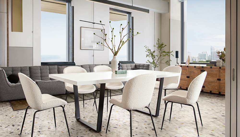 Diamond Sofa - Session 2-Pack Dining Chair in Ivory Boucle w/ Black Powder Coat Metal Leg - SESSIONDCIV2PK veiw 4
