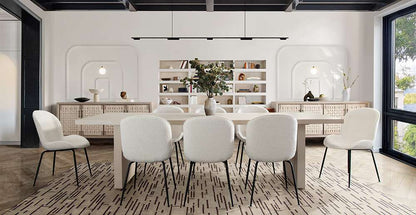 Diamond Sofa - Session 2-Pack Dining Chair in Ivory Boucle w/ Black Powder Coat Metal Leg - SESSIONDCIV2PK veiw 5