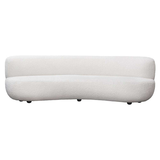 Diamond Sofa - Simone Curved Sofa in White Faux Sheepskin Fabric - SIMONESOWH veiw 1