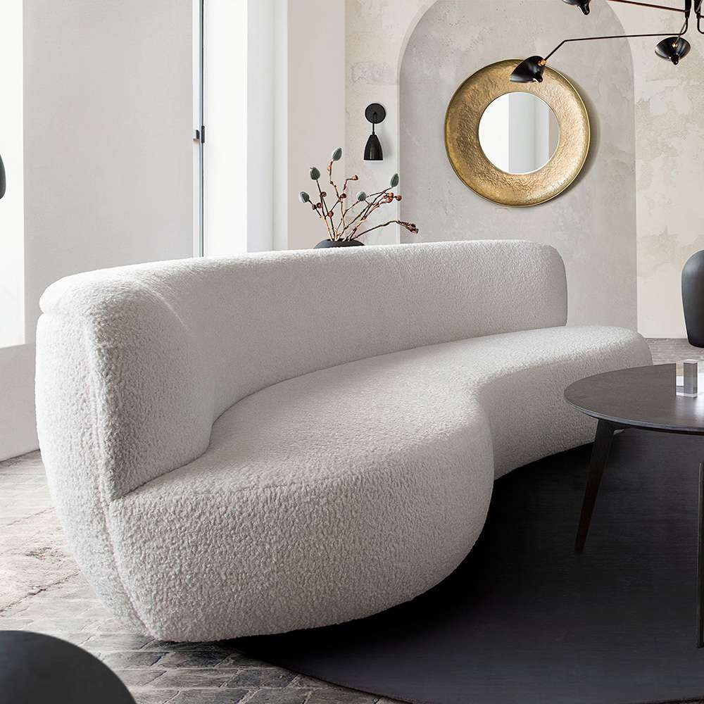 Diamond Sofa - Simone Curved Sofa in White Faux Sheepskin Fabric - SIMONESOWH veiw 11