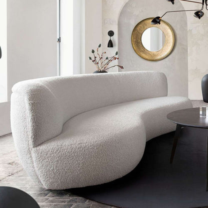 Diamond Sofa - Simone Curved Sofa in White Faux Sheepskin Fabric - SIMONESOWH veiw 11