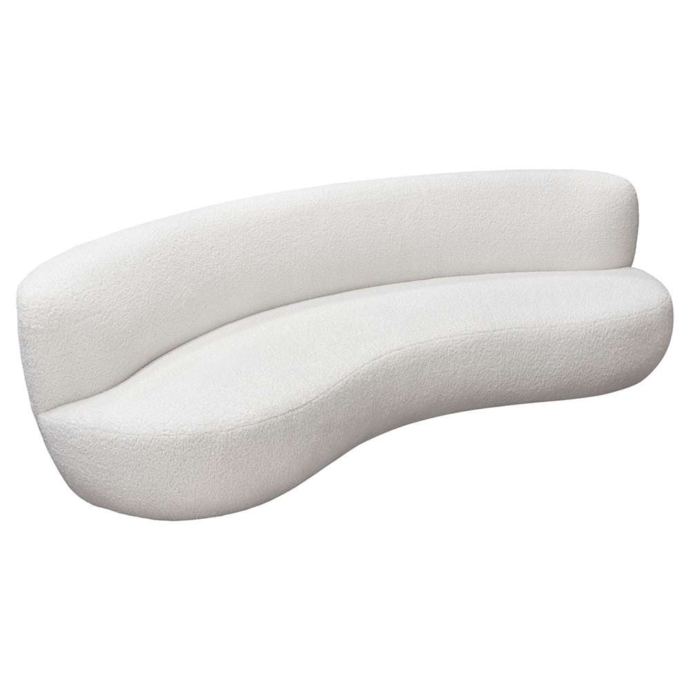 Diamond Sofa - Simone Curved Sofa in White Faux Sheepskin Fabric - SIMONESOWH veiw 13