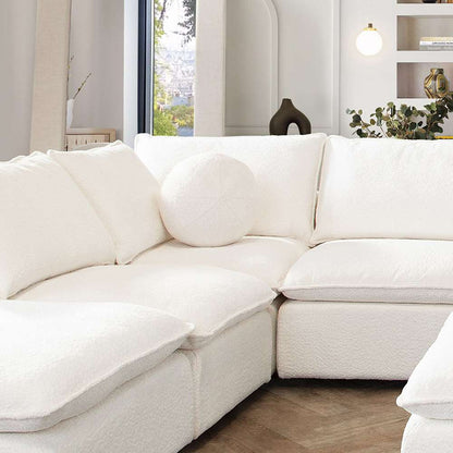 Diamond Sofa - Single 14in Round Accent Pillow Ball in White Faux Shearling - PILLOWBALLWH-LARGE veiw 4