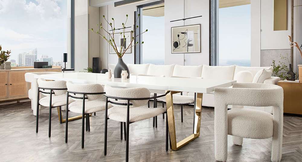 Diamond Sofa -  Skyler Dining Chairs in Ivory Boucle Fabric w/ Black Metal Frame (Set of 2) - SKYLERDCIV2PK veiw 6