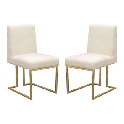 Diamond Sofa -  Skyline Dining Chairs in Cream Fabric w/ Polished Gold Metal Frame (Set of 2) - SKYLINEDCCM2PK veiw 1