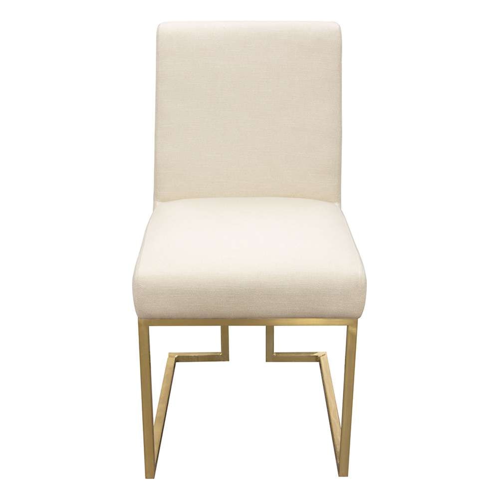 Diamond Sofa -  Skyline Dining Chairs in Cream Fabric w/ Polished Gold Metal Frame (Set of 2) - SKYLINEDCCM2PK veiw 3