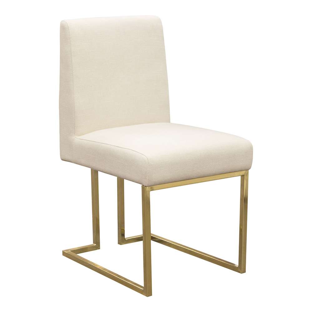 Diamond Sofa -  Skyline Dining Chairs in Cream Fabric w/ Polished Gold Metal Frame (Set of 2) - SKYLINEDCCM2PK veiw 5