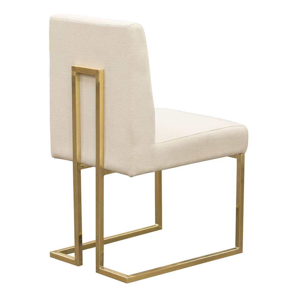 Diamond Sofa -  Skyline Dining Chairs in Cream Fabric w/ Polished Gold Metal Frame (Set of 2) - SKYLINEDCCM2PK veiw 7