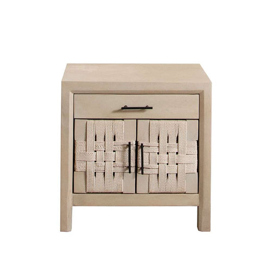 Diamond Sofa - Palm Solid Mango Wood 2-Door, 1-Drawer End Table in Natural Finish w/ Woven Rope Door Fronts - PALMETNA veiw 1