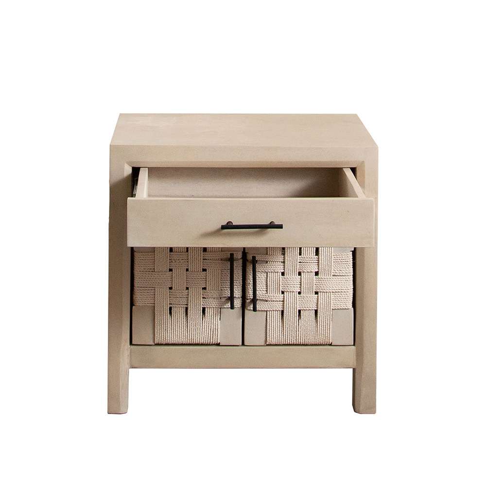 Diamond Sofa - Palm Solid Mango Wood 2-Door, 1-Drawer End Table in Natural Finish w/ Woven Rope Door Fronts - PALMETNA veiw 2