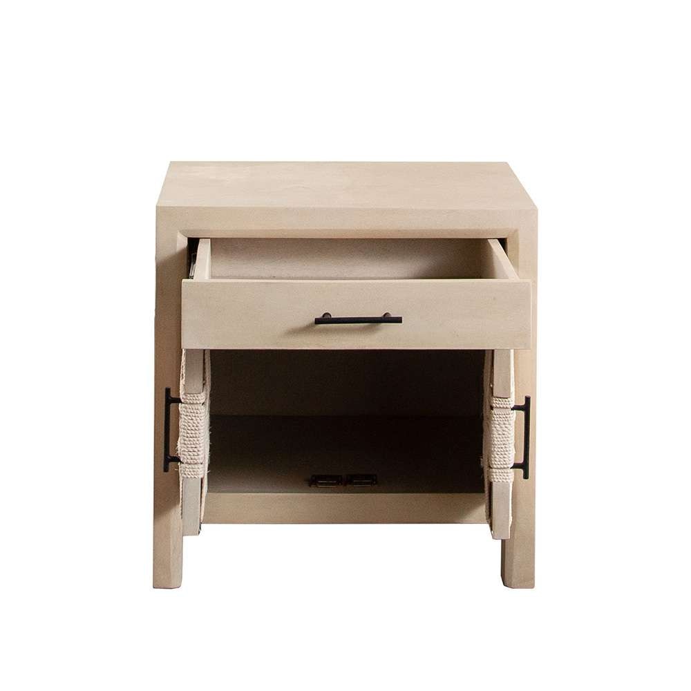 Diamond Sofa - Palm Solid Mango Wood 2-Door, 1-Drawer End Table in Natural Finish w/ Woven Rope Door Fronts - PALMETNA veiw 5
