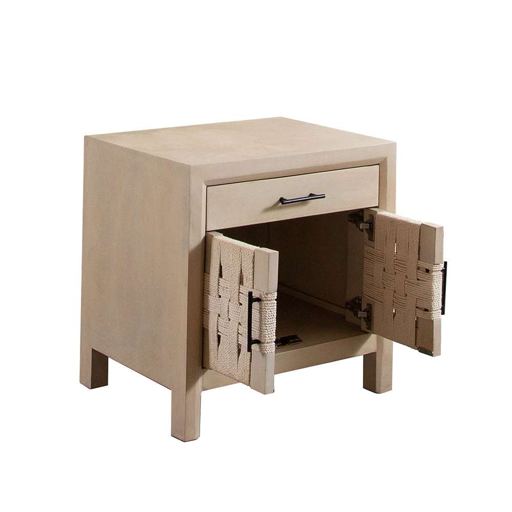 Diamond Sofa - Palm Solid Mango Wood 2-Door, 1-Drawer End Table in Natural Finish w/ Woven Rope Door Fronts - PALMETNA veiw 9