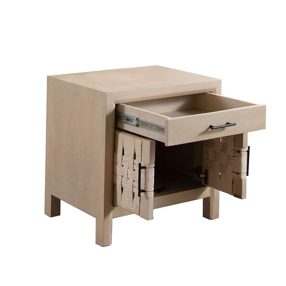 Diamond Sofa - Palm Solid Mango Wood 2-Door, 1-Drawer End Table in Natural Finish w/ Woven Rope Door Fronts - PALMETNA veiw 10