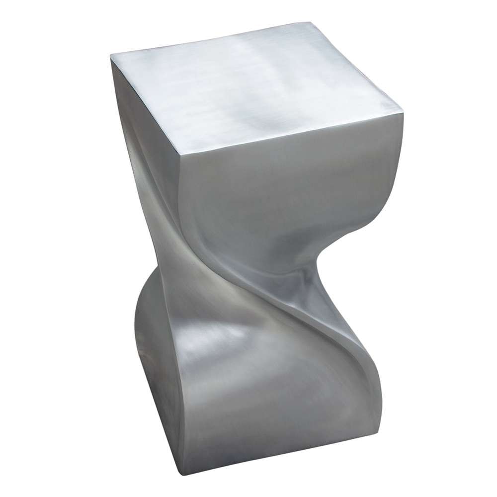 Diamond Sofa - Spire Square Accent Table in Casted Aluminum in Nickel Finish - SPIREATNI_CLOSEOUT veiw 2